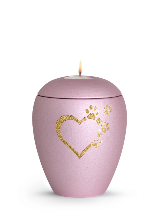 Zvířecí urna Verona Heart se svíčkou - Rose 1,5l