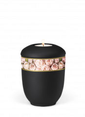 Keramická miniurna Royal Black, růže, černá, pásek,svíčka
