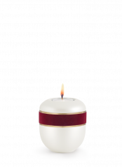 Keramická miniurna D'artiste, bordeaux, ozdobný pruh, svíčka