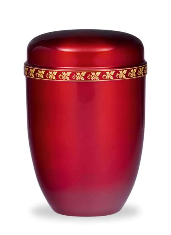 Kovová urna Lucea - Červená/Listy II