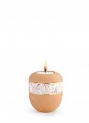 Keramická miniurna Pastell II, oranžová, zlatá, svíčka.