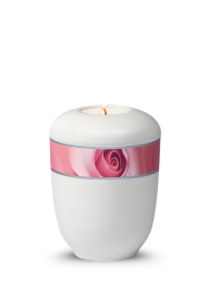 Keramik Miniurne Royal White – Rosenblüte