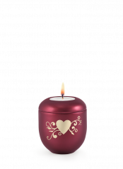Keramická miniurna Creatio, perleť, vínová, srdce, svíčka.