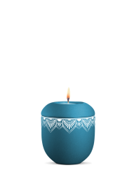 Keramická miniurna Mandala, modrá, tyrkysová, mandala, svíčka