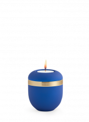 Keramická miniurna Alicante, azurová, modrá, zlatá, svíčka.