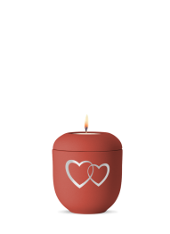 Keramická miniurna Srdce II, červená, stříbrná, srdce, svíčka. 