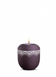 Keramická miniurna Mandala, fialová, mandala, svíčka