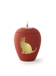 Zvířecí urna Siena Cat se svíčkou - Rubínová 0,5l