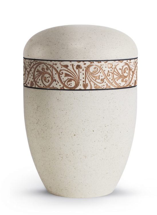 Ekologická urna Piedra Creme, medená, ozdobný opasok