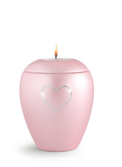 Zvířecí urna Crystal Heart se svíčkou - Rose 1,5l
