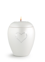 Zvířecí urna Crystal Heart se svíčkou - Bílá 1,5l