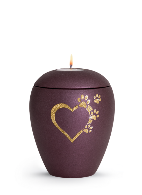 Zvířecí urna Verona Heart se svíčkou - Berry 1,5l