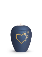 Zvířecí urna Verona Heart so svíčkou - Navy 0,5l