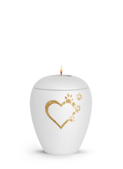 Zvířecí urna Verona Heart so svíčkou - Biela 0,5l