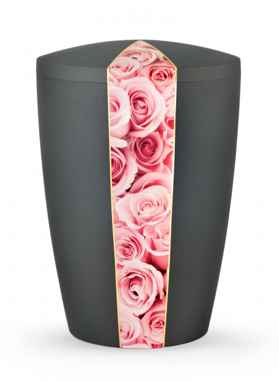 Ekologická urna Flora Black, růžové růže