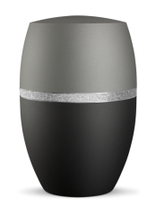 Ekologiczna urna Glamour Silver, czarna, szara, ozdobny pasek