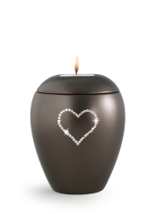 Zvířecí urna Crystal Heart se svíčkou - Hnědá 1,5l
