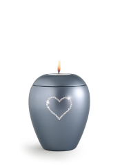 Zvířecí urna Crystal Heart se svíčkou - Šedá 0,5l