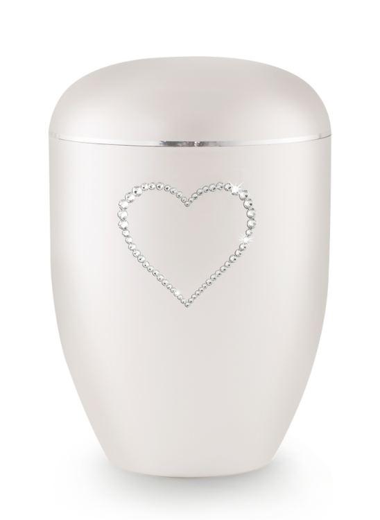Ökologische Urne Crystal Herz, weiß, Motiv