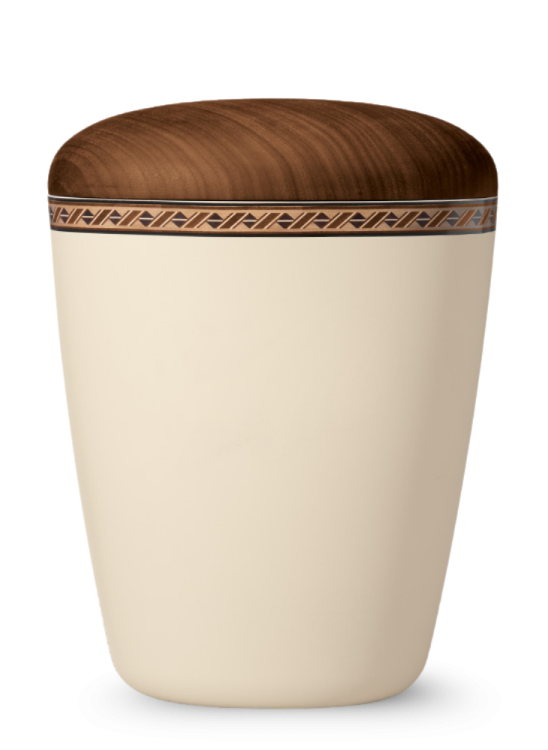 Ökologische Urne Lignum III – Creme/Walnuss