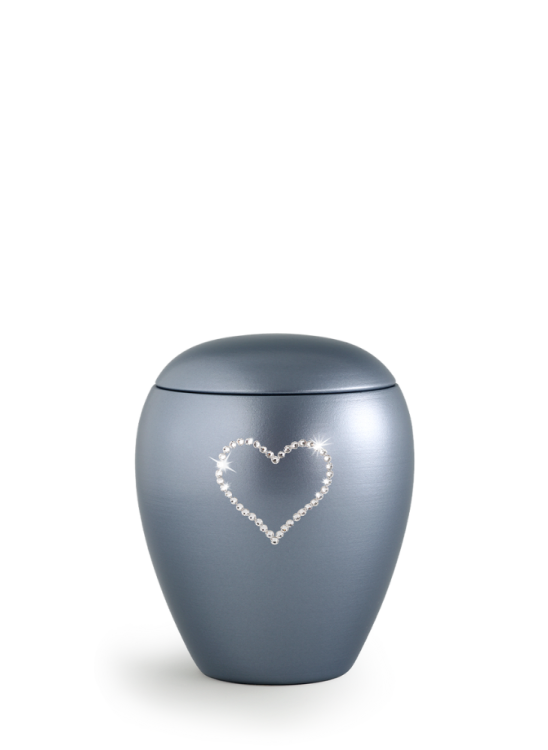 Zvířecí urna Crystal  Heart - Šedá 0,5l