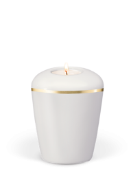  Keramická miniurna Triangle, bílá, zlatý pásek, svíčka