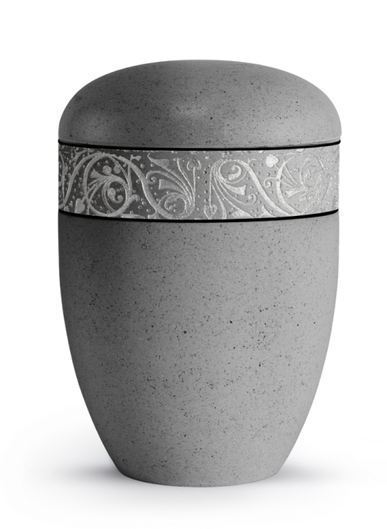 Ekologická urna Piedra Beton, stříbrná, ozdobný pásek