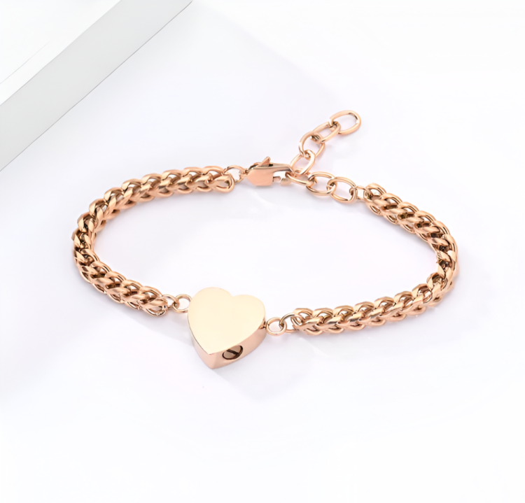 Bransoletka z zawieszką Serce - Różowe Złoto