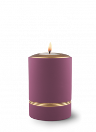 Keramická mimiurna Minion, Samtton, sametová, fialová, starozlatá, ručně malovaná výzdoba,víko se svíčkou
