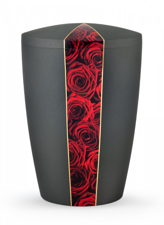 Ekologická urna Flora Black, červené růže