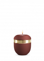Keramická miniurna Livorno, rubínově červená, zlatý pásek, svíčka
