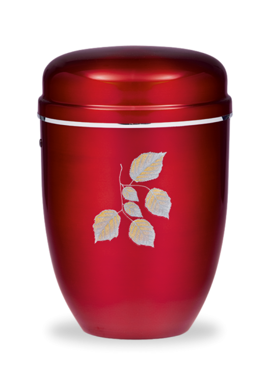 Kovová urna Lucea - Červená/Listy