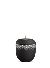 Ceramiczna mini urna Mandala, czarny, mandala, świeca