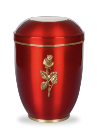 Kovová urna Amara, červená/růže