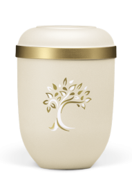 Organiczna urna Velvet Baum, kremowa, drzewo