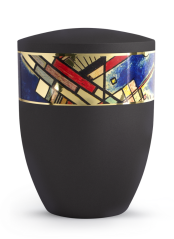 Ekologiczna urna Arte Black, linie, ozdobny pasek
