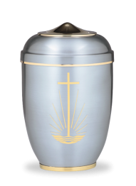 Kovová urna Amara II, modrá/kříž