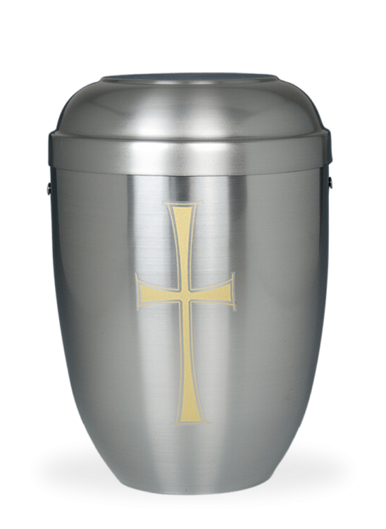 Kovová urna Faith Stříbrná, kříž II