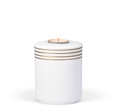 Keramická miniurna Sean, bílá, zlaté lemování, mořský design, svíčka na víku.