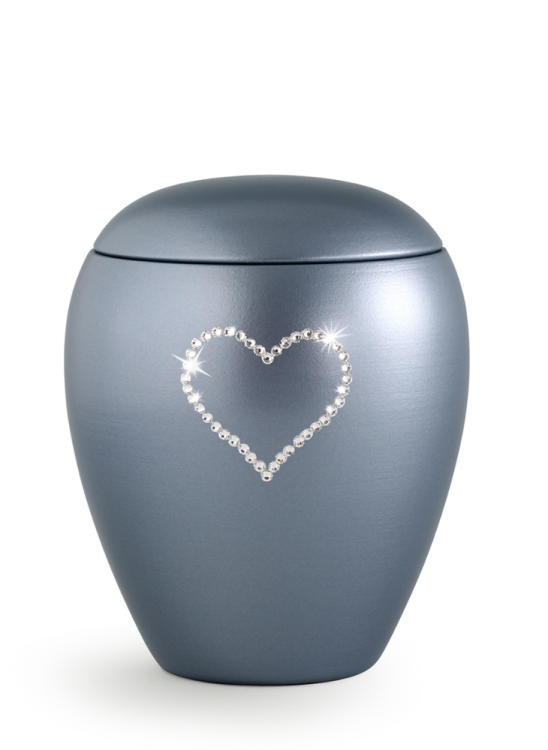 Zvířecí urna Crystal  Heart - Šedá 2,8l