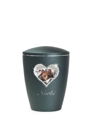 Zvieracia urna Elegance Heart, smaragdová, 0,5l, srdce, obrázok