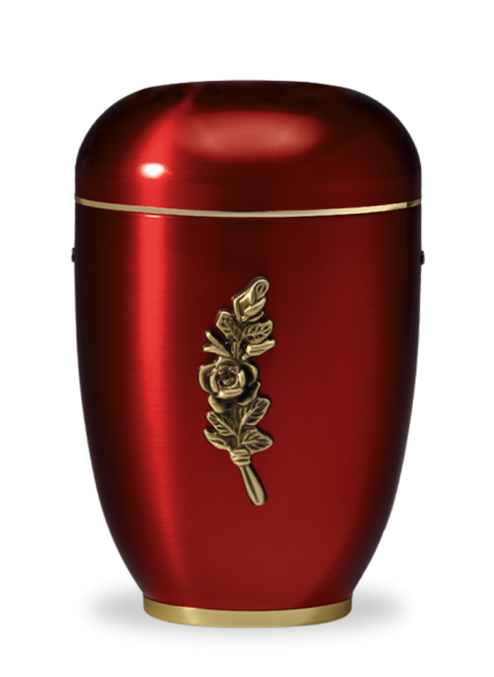 Kovová urna Noctis - Červená/Ruže