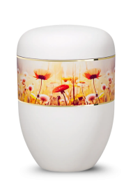 Ekologiczna urna Blossom – biała/dzikie kwiaty