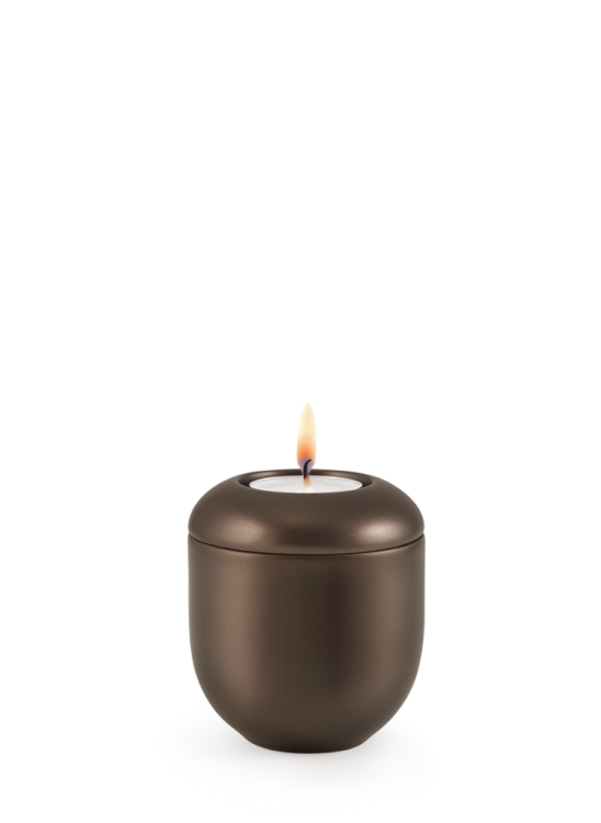 Keramická miniurna Creatio, perleťová, hnedá, sviečka.