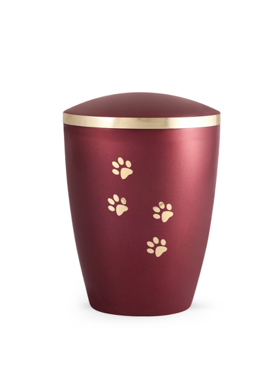 Zvířecí urna Elegance Paws, vínová 1,5l