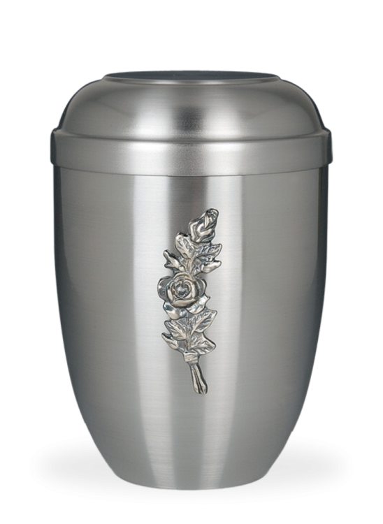 Metalowa urna Faith Silver, różowy kwiat