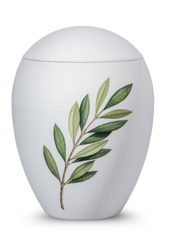 Ökologische Urne Terra – Weiß/Olive