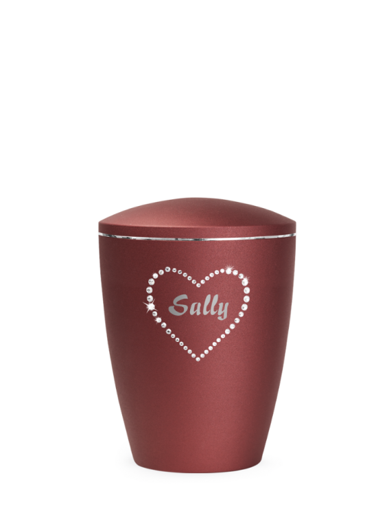  Zvieracia urna Elegance Heart, rubín, 0,5l, srdce, vyrezávané písmo