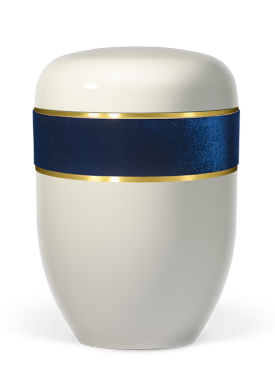 Ökologische Urne Elegant, blau, Zierband