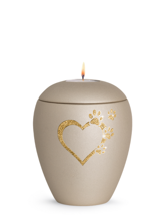Zvířecí urna Verona Heart se svíčkou - Champagne 1,5l